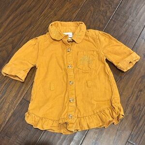 Little Lass Mustard Button Down Top for Kids